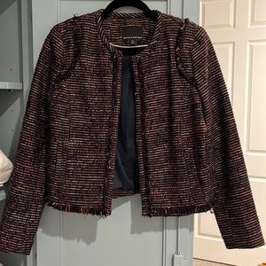 Banana Republic navy and burgundy tweed blazer